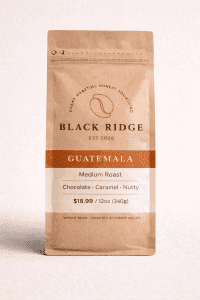 coffee packaging of guatemela roast by black ridge roasters