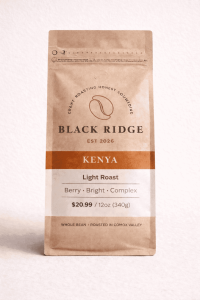 coffee packaging of kenya roast by black ridge roasters