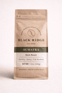 coffee packaging of sumatara roast by black ridge roasters